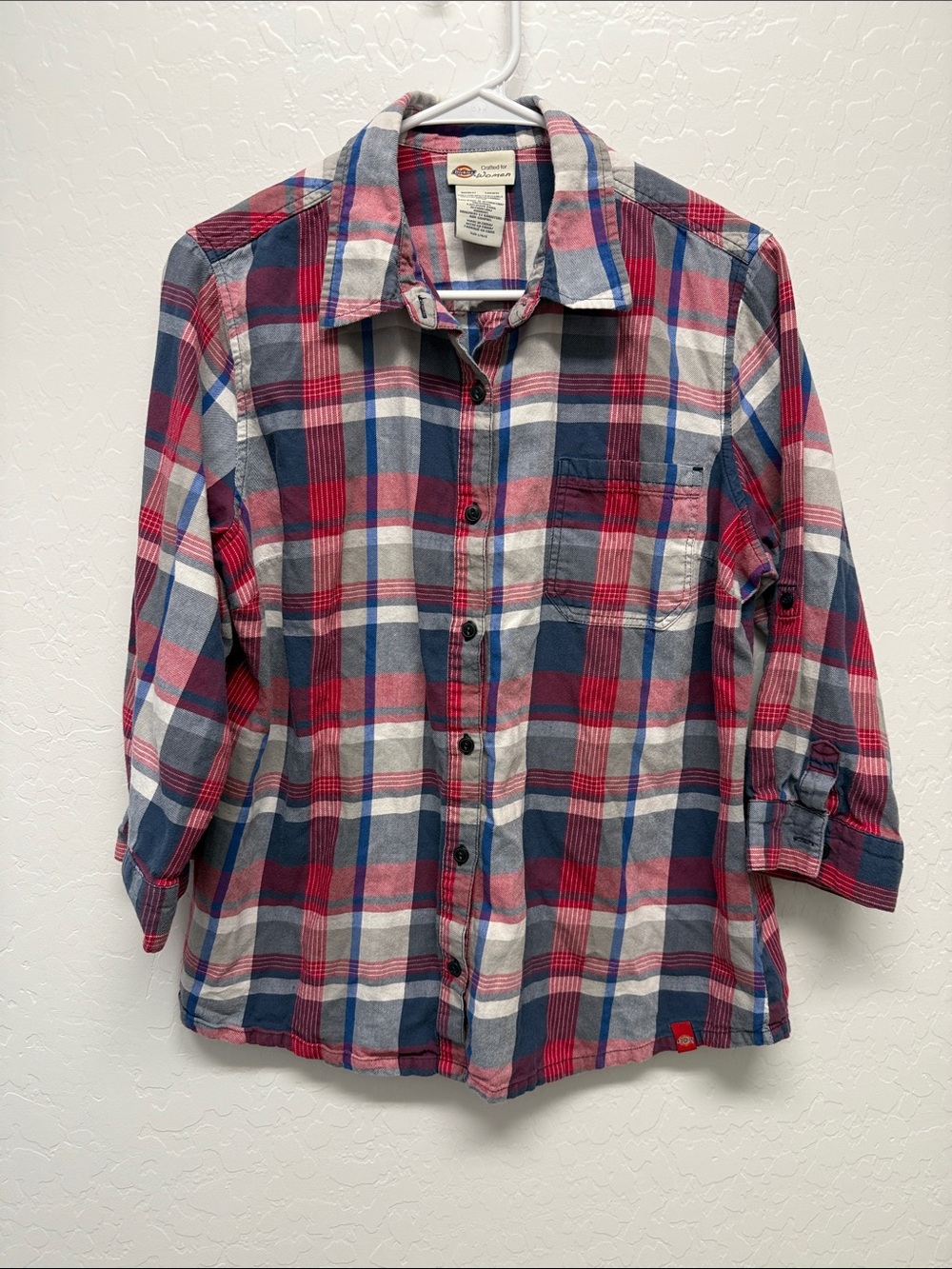 Dickies Red, Navy & White Plaid Button-Down Shirt